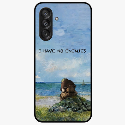 Peace Beyond War Glass Case showing flat back view with symbolic peace themed artwork and glossy glass finish.