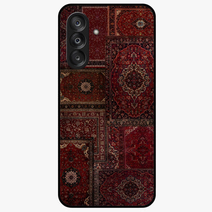 Persian Velvet Tale Glass Case showing flat back view with luxurious Persian velvet pattern artwork and glossy glass finish.