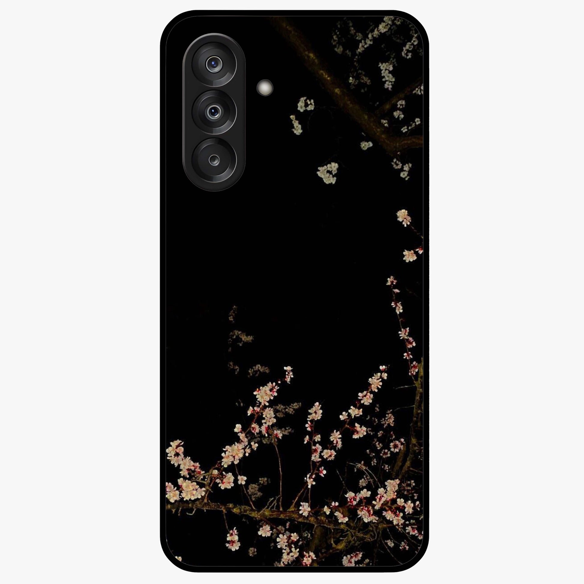 Petal Moon Light With Custom Name Glass Case showing flat back view with floral moonlight artwork and personalized name design.