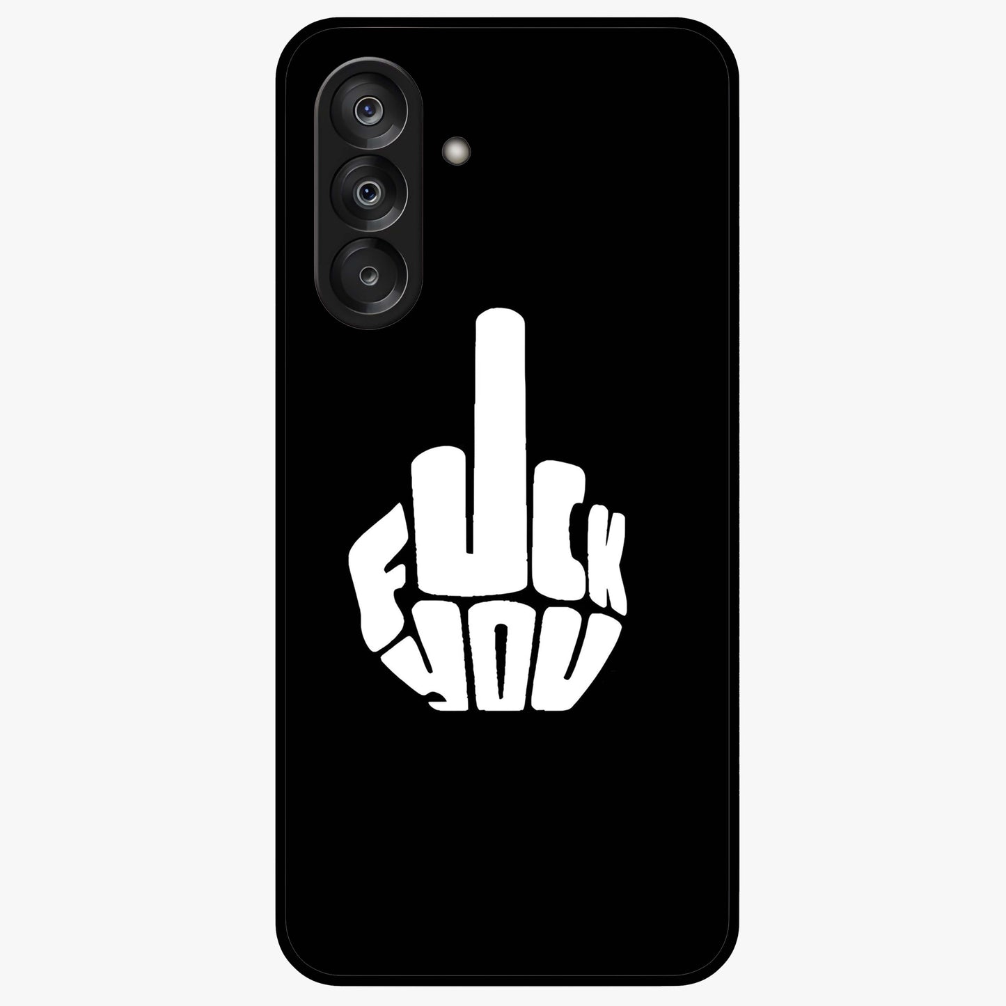 Rebel Mode On Glass Case showing flat back view with bold rebellious typography artwork and glossy glass finish.