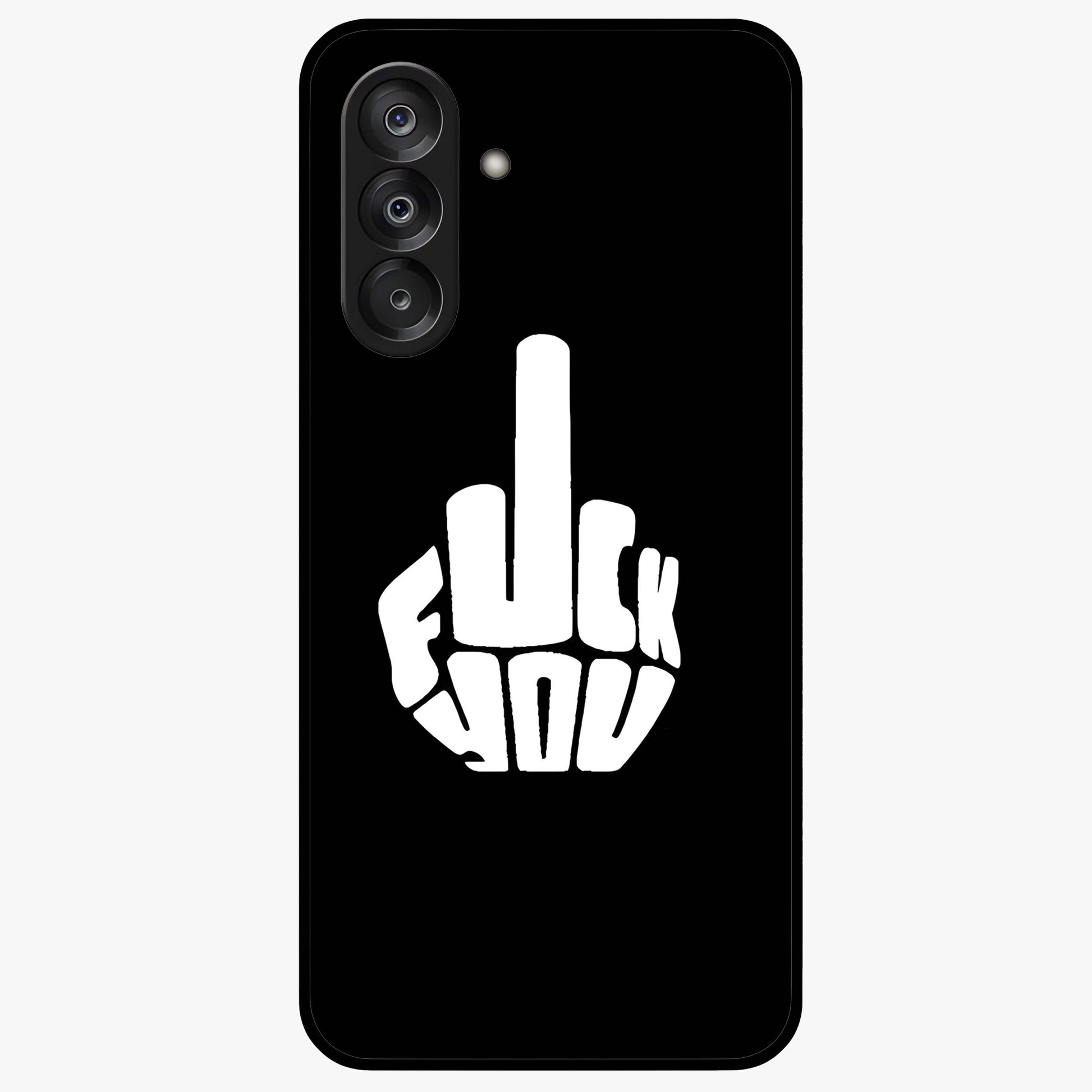 Rebel Mode On Glass Case showing flat back view with bold rebellious typography artwork and glossy glass finish.