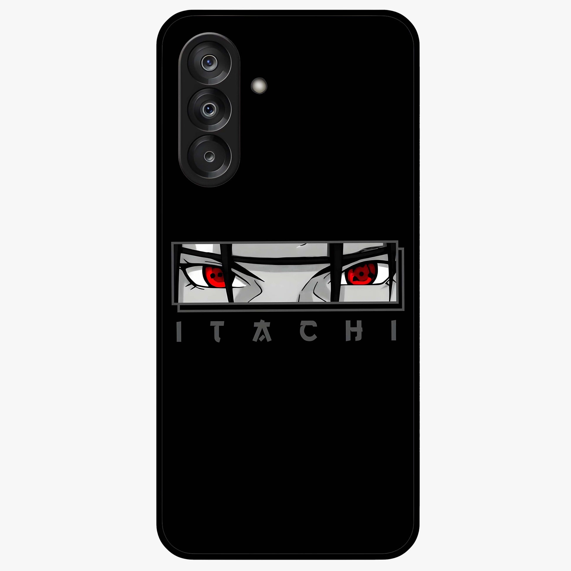 Scarlet Gaze Dominance Glass Case showing flat back view with striking red themed artwork and glossy glass finish.