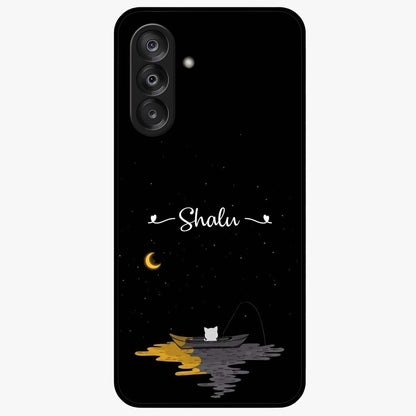 Silent Night Row Glass Case showing flat back view with calm night themed artwork and glossy glass finish.