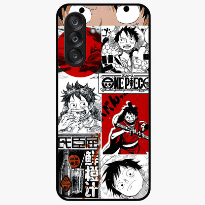 Strawhat Chaos Panels Glass Case showing flat back view with anime inspired chaos panel artwork and glossy glass finish.