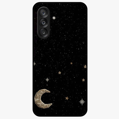 Twinkle Star With Half Moon Glass Case showing flat back view with star and half moon artwork and glossy glass finish.