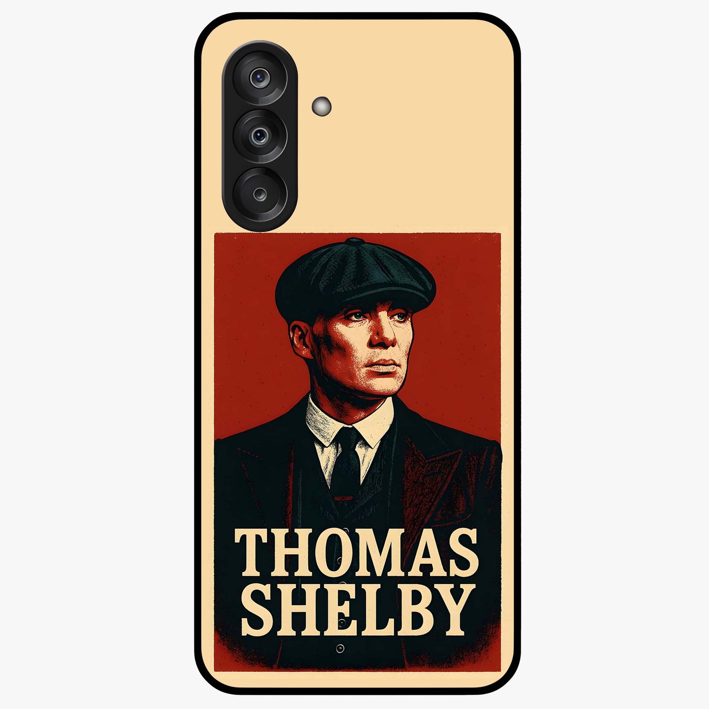Vintage Mafia Authority Glass Case showing flat back view with bold vintage mafia inspired artwork and glossy glass finish.