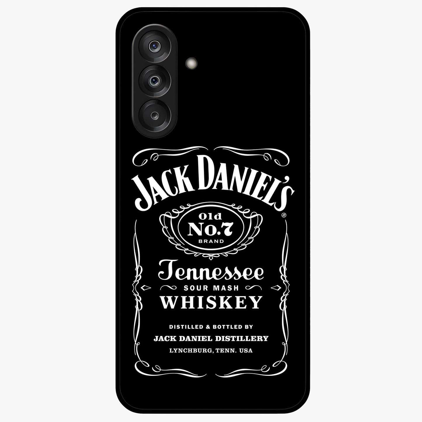 Vintage Whiskey Heritage Glass Case showing flat back view with classic whiskey inspired artwork and glossy glass finish.