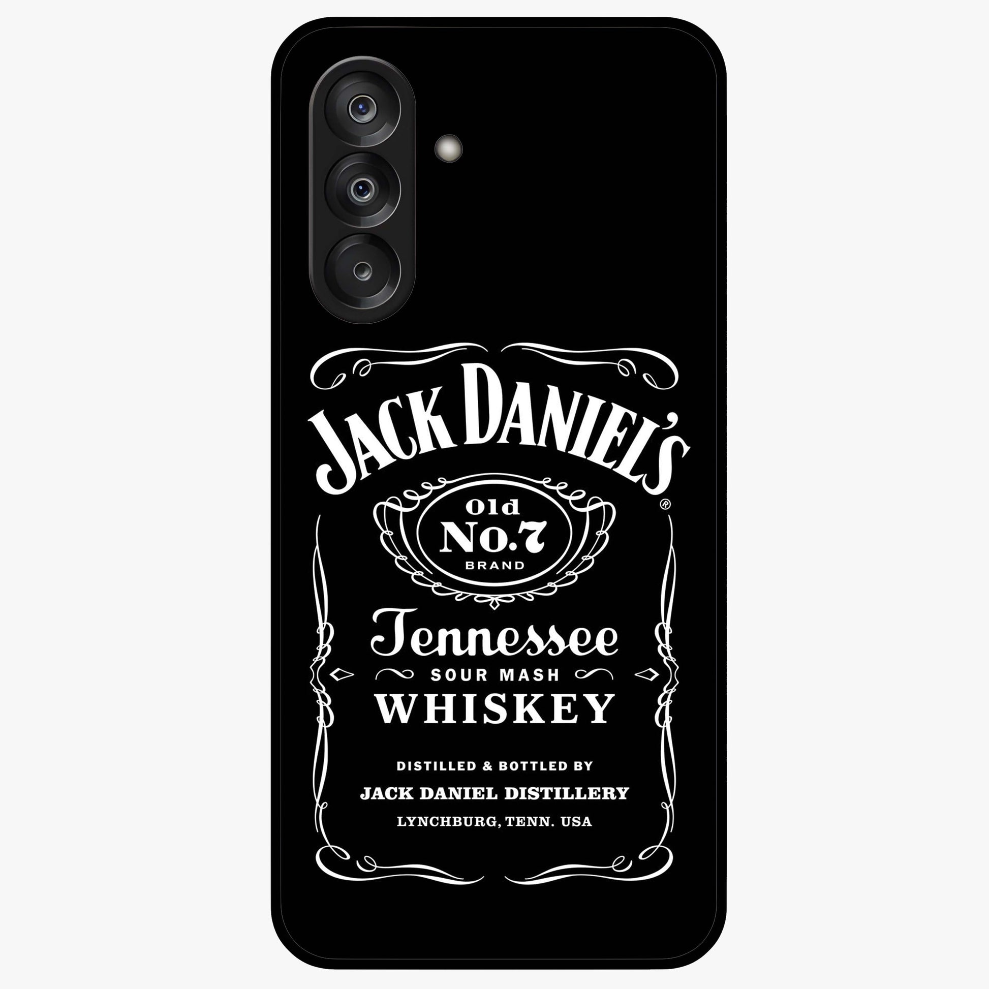 Vintage Whiskey Heritage Glass Case showing flat back view with classic whiskey inspired artwork and glossy glass finish.