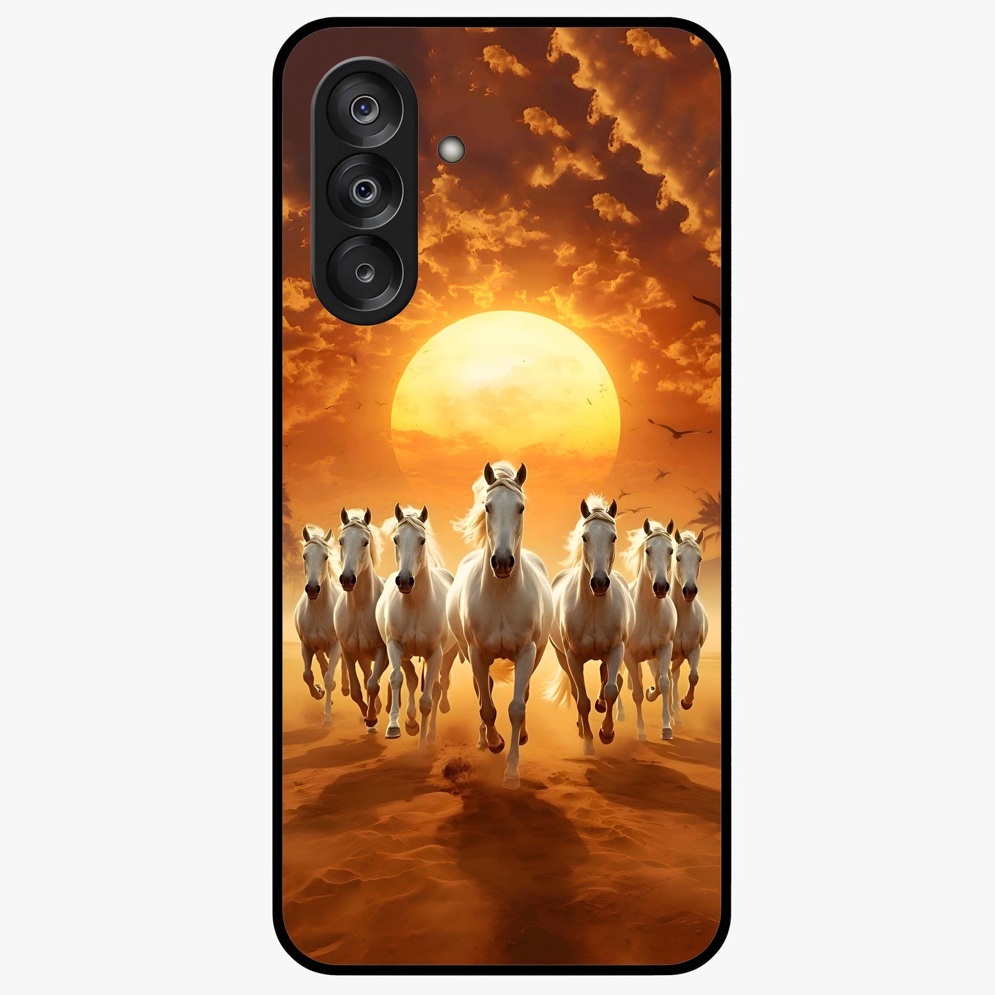 Wild Sunset Majesty Glass Case showing flat back view with majestic sunset landscape artwork and glossy glass finish.
