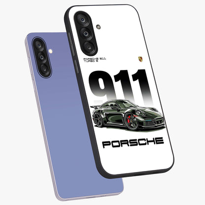 911 Turbo Dominance Glass Case displayed in premium angled mockup highlighting sporty car illustration and sleek glass surface.