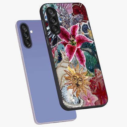 Beaded Garden Fantasy Glass Case displayed in angled mockup highlighting fantasy inspired floral bead pattern.