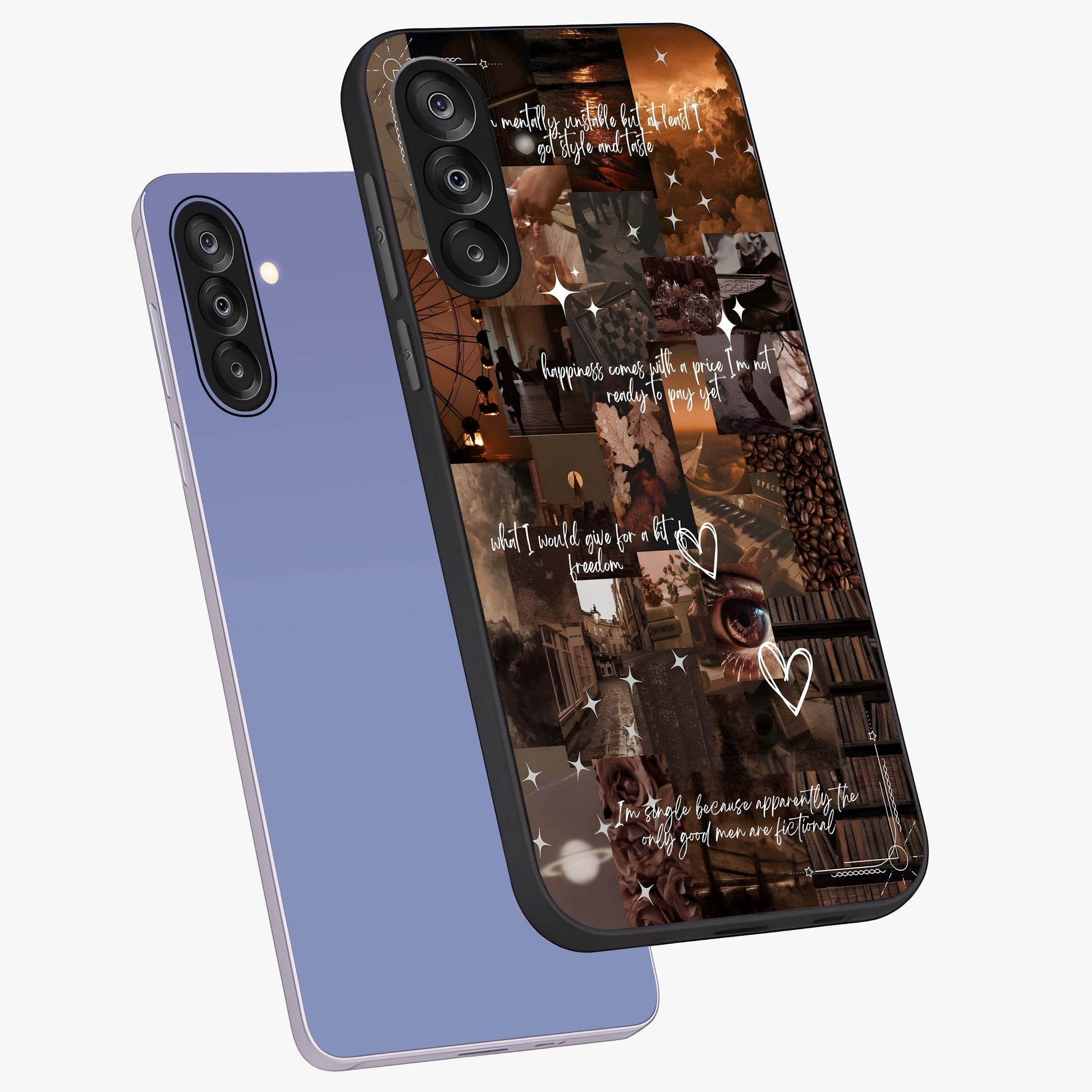 Bittersweet Aesthetic Chaos Glass Case displayed in angled mockup highlighting expressive abstract artwork and edgy aesthetic theme.