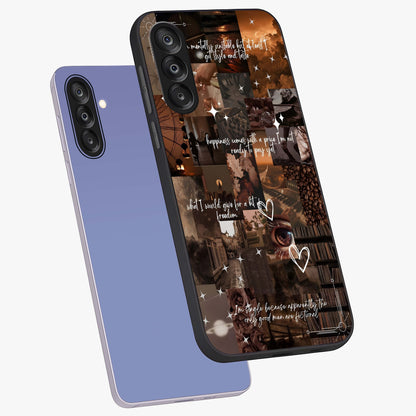 Bittersweet Aesthetic Chaos Glass Case displayed in angled mockup highlighting expressive abstract artwork and edgy aesthetic theme.
