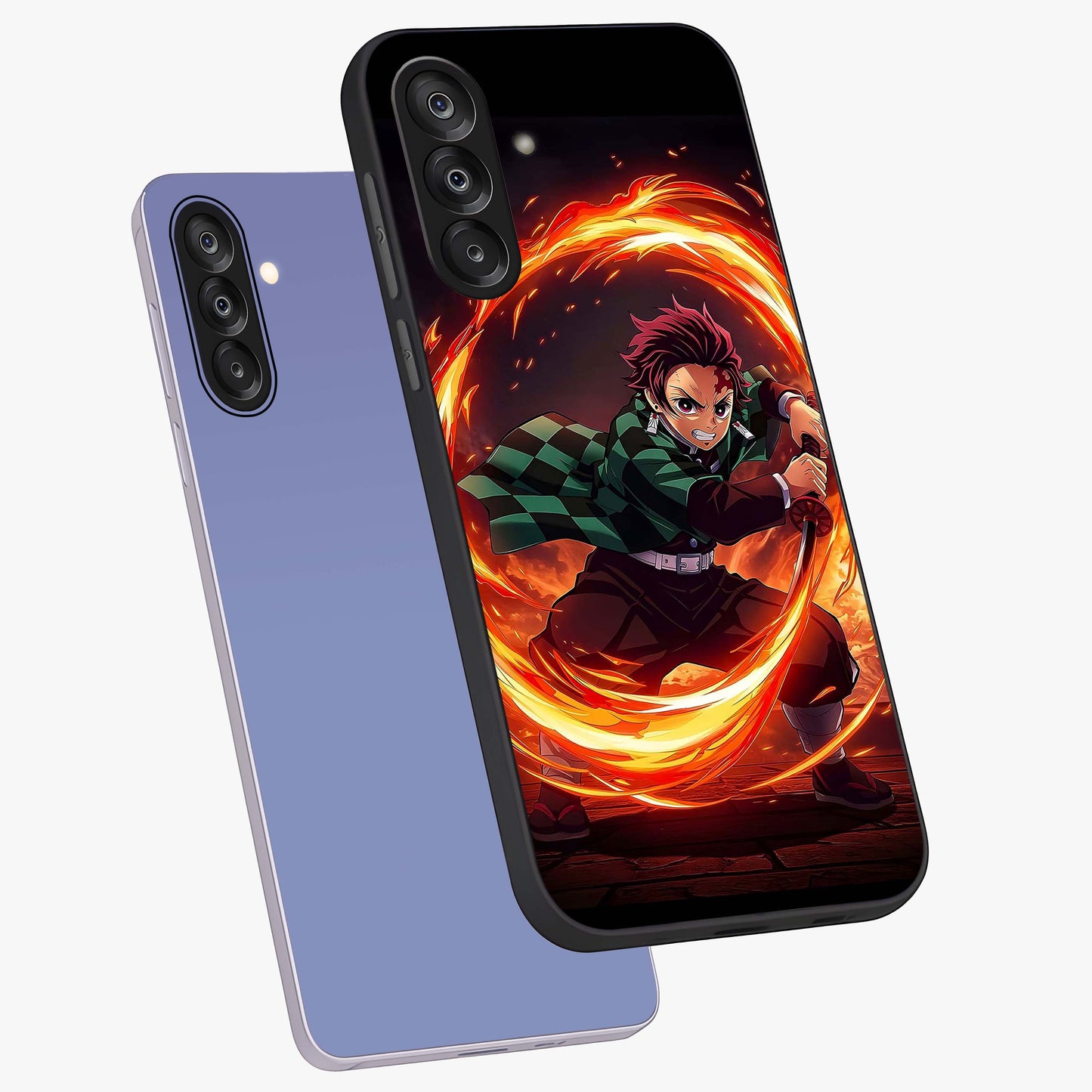 Blazing Sword Resolve Glass Case displayed in angled mockup highlighting powerful sword illustration and bold fantasy theme.