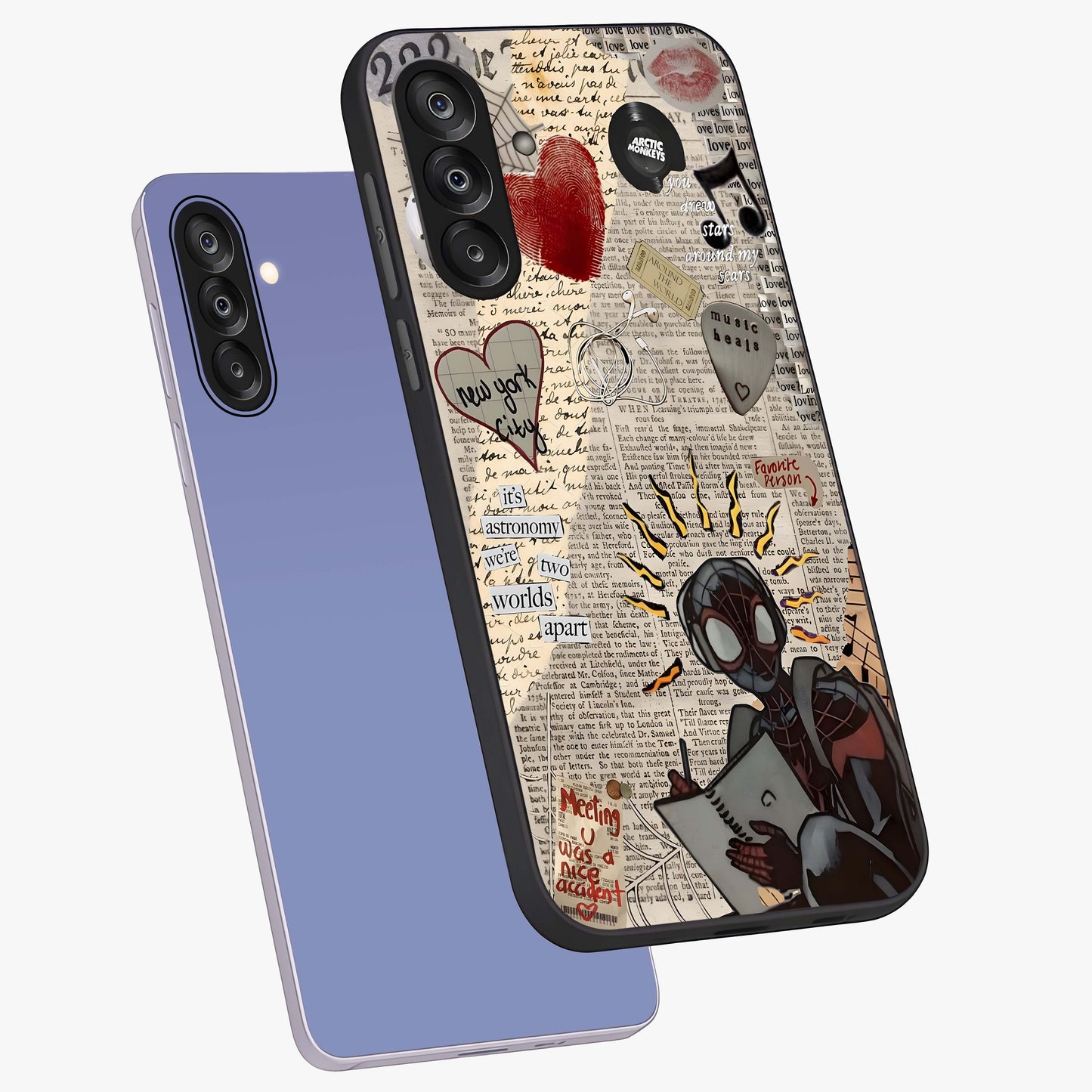City Dream Sketch Glass Case displayed in angled mockup highlighting minimal city illustration with aesthetic sketch style.