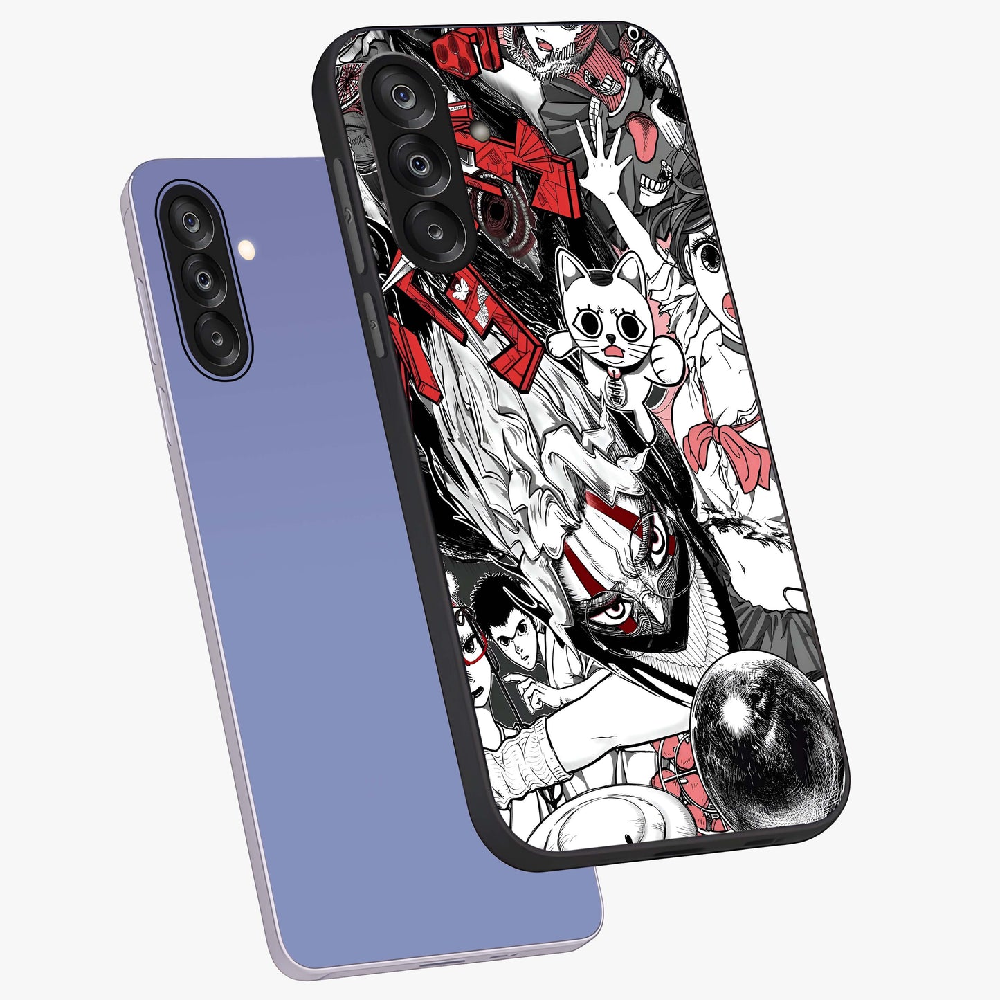 Crimson Chaos Panel Glass Case displayed in angled mockup highlighting chaotic panel style design with modern graphic theme.