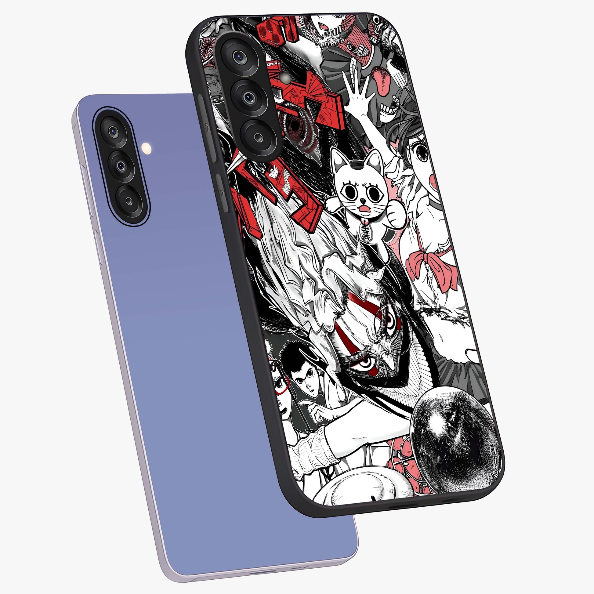 Crimson Chaos Panel Glass Case displayed in angled mockup highlighting chaotic panel style design with modern graphic theme.