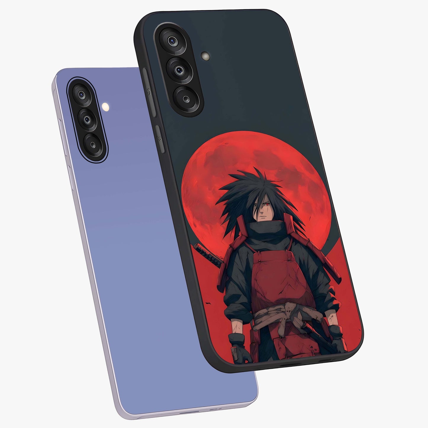 Crimson Moon Warlord Glass Case displayed in angled mockup highlighting dramatic crimson moon design with fantasy aesthetic.