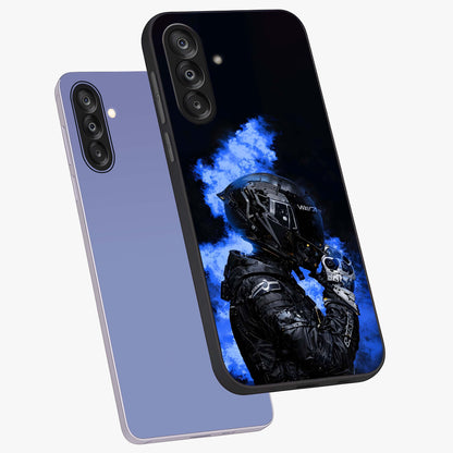 Cyber Sentinel Protocol Glass Case displayed in angled mockup highlighting digital cyber design with sci-fi aesthetic style.