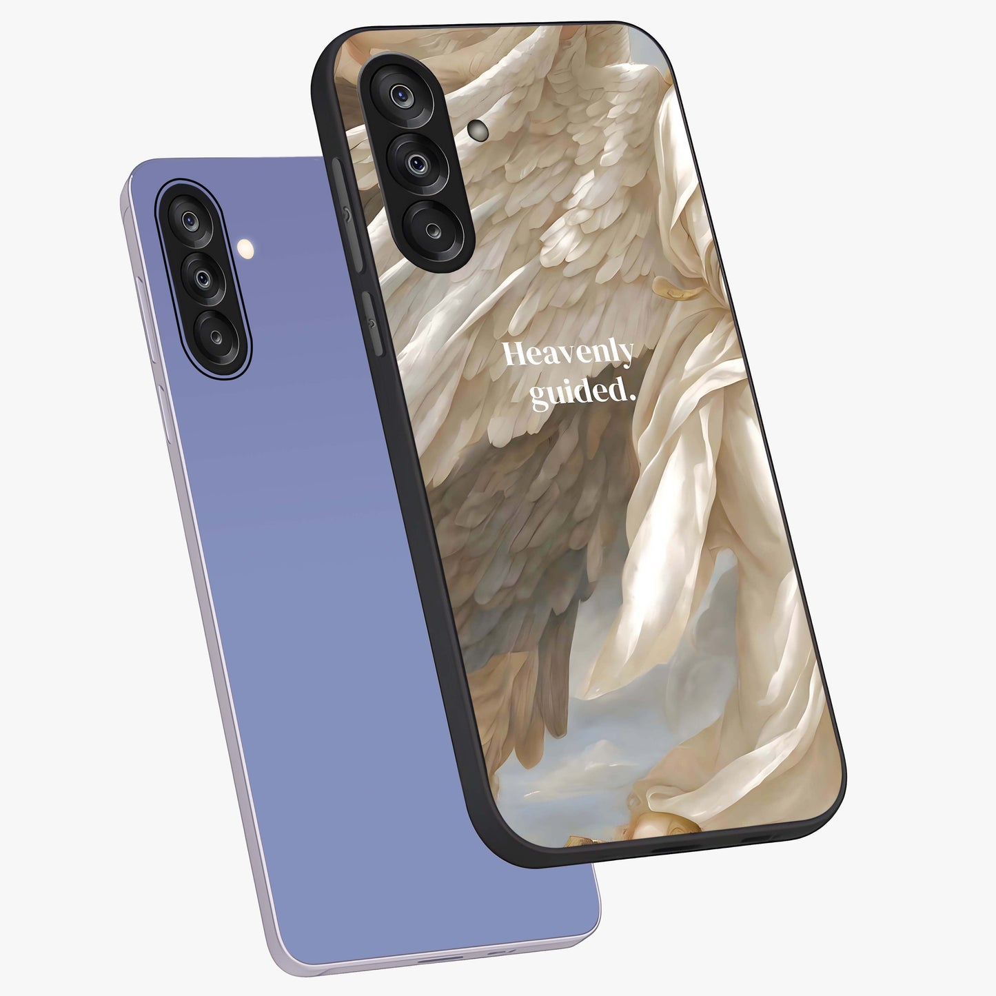 Divine Winged Grace Glass Case displayed in angled mockup highlighting graceful wing design with divine aesthetic style.