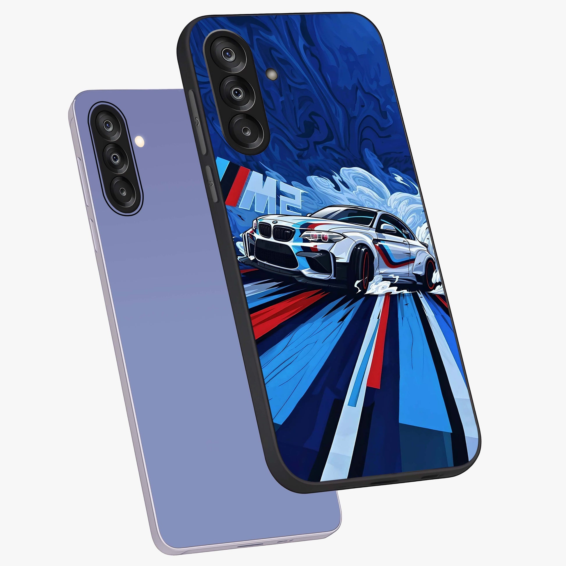 Drift Power Rush Glass Case displayed in angled mockup highlighting powerful drift car design with sporty aesthetic style.