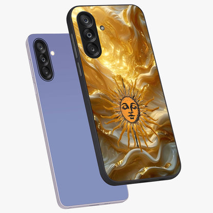 Eternal Golden Glow Glass Case displayed in angled mockup highlighting glowing golden aesthetic design with elegant style.