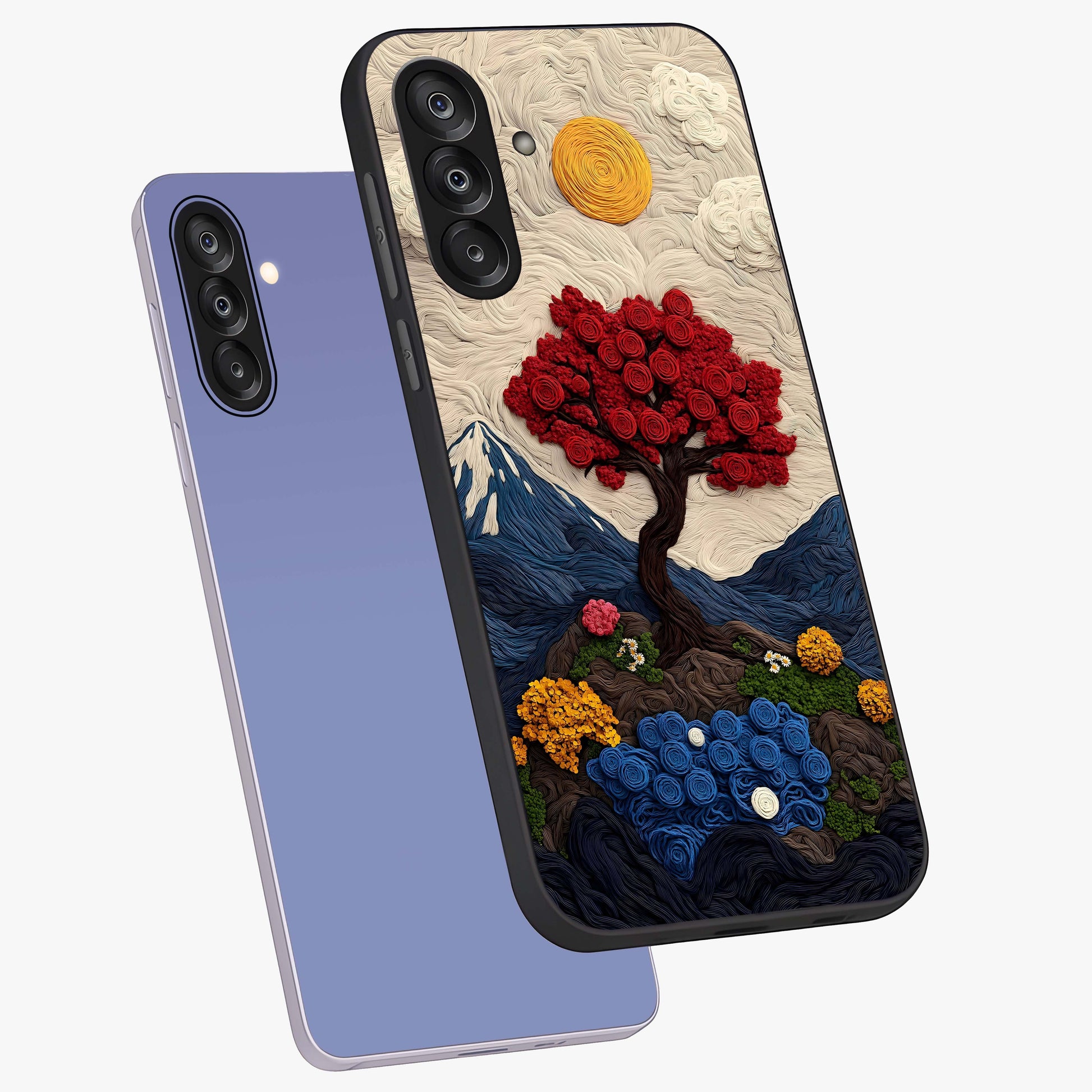Eternal Nature Tapestry Glass Case displayed in angled mockup highlighting detailed botanical pattern with artistic aesthetic.