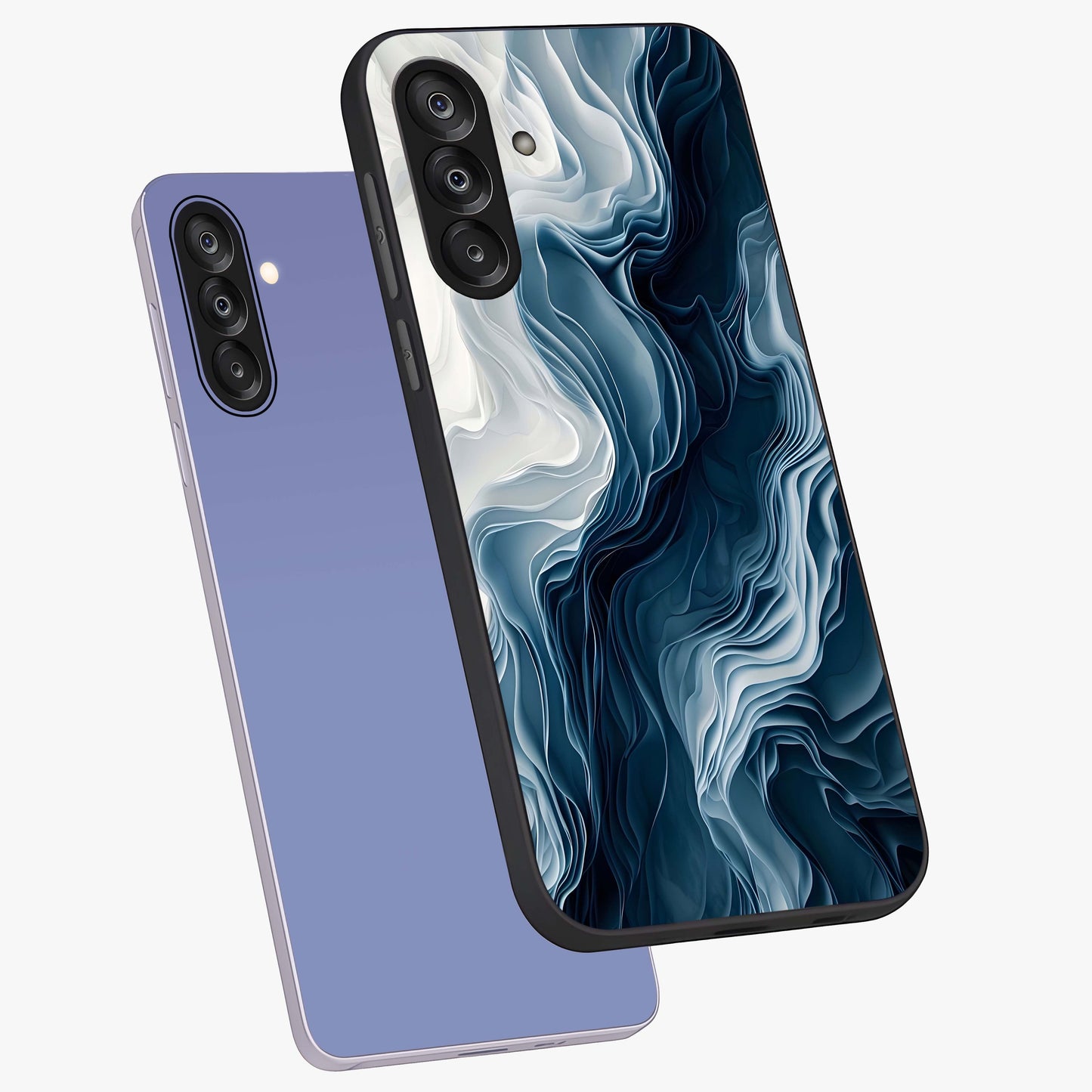 Ethereal Paper Marble Glass Case displayed in angled mockup highlighting elegant marble pattern with modern aesthetic style.