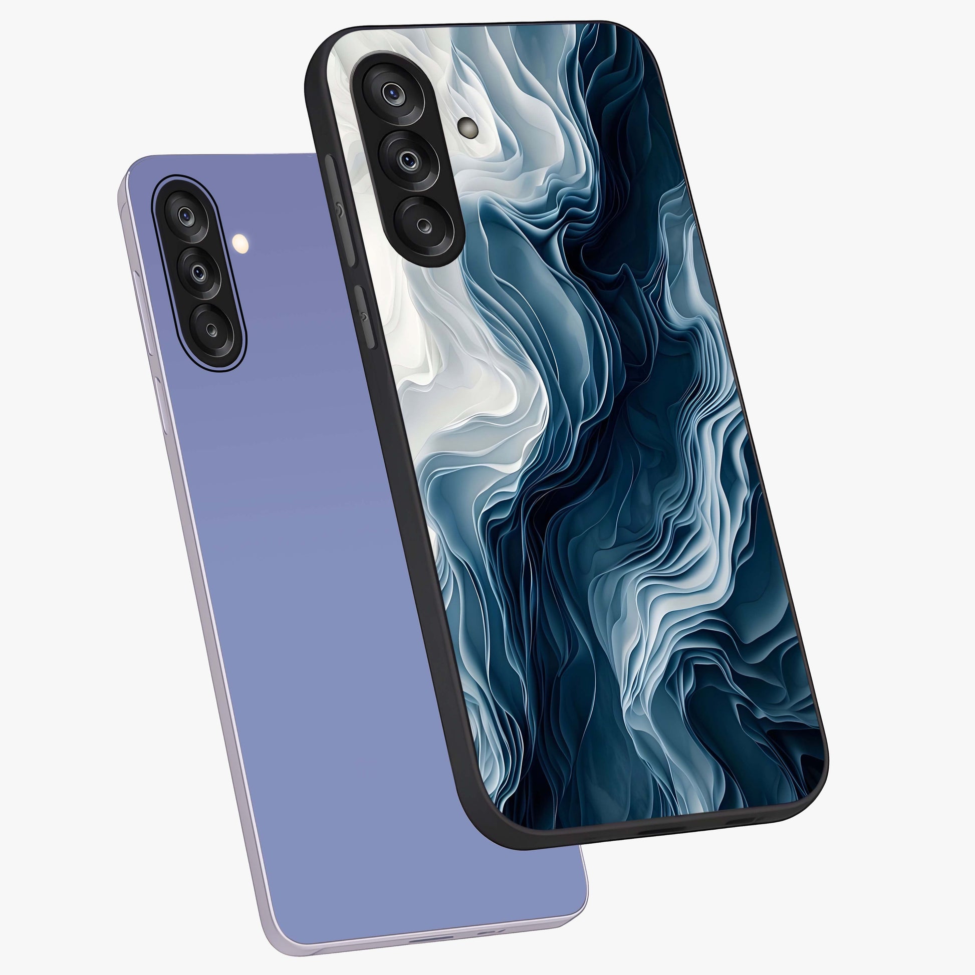 Ethereal Paper Marble Glass Case displayed in angled mockup highlighting elegant marble pattern with modern aesthetic style.