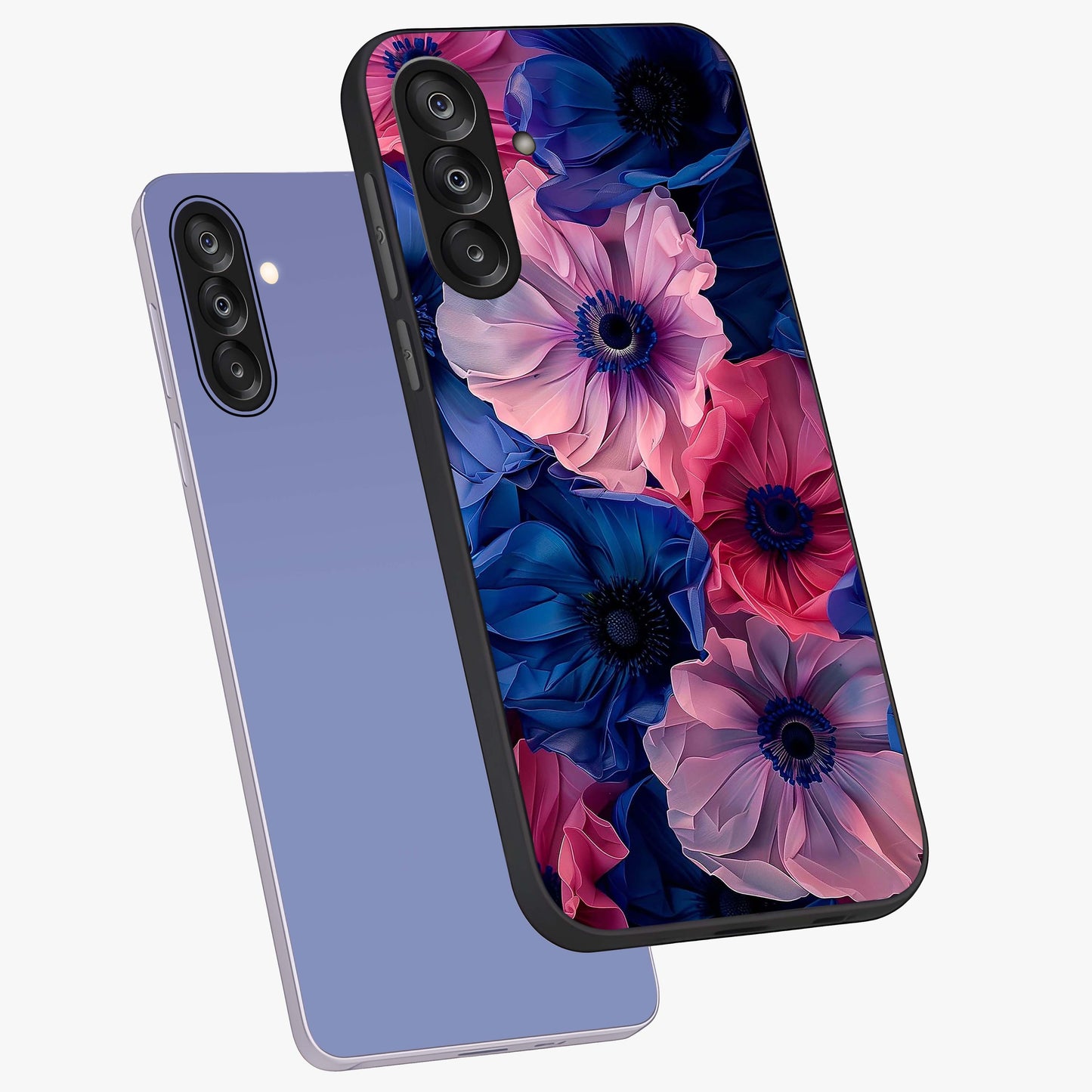 Flower Paper Art Pattern Glass Case displayed in angled mockup highlighting layered paper flower design with artistic aesthetic.