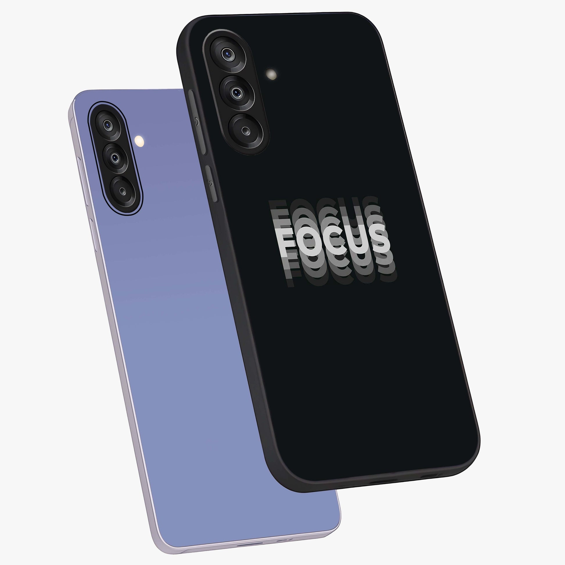 Focus Mode On Glass Case displayed in angled mockup highlighting clean minimal text artwork with modern aesthetic style.