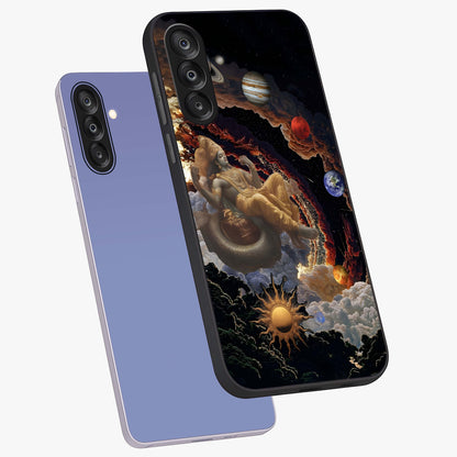 Galactic Divine God Glass Case displayed in angled mockup highlighting powerful celestial deity illustration with galactic aesthetic.