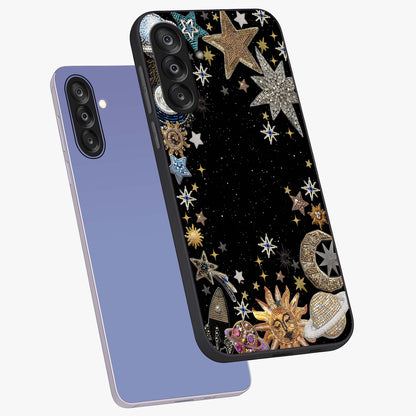 Galactic Jewel Stars Glass Case displayed in angled mockup highlighting shining celestial star design with cosmic aesthetic style.