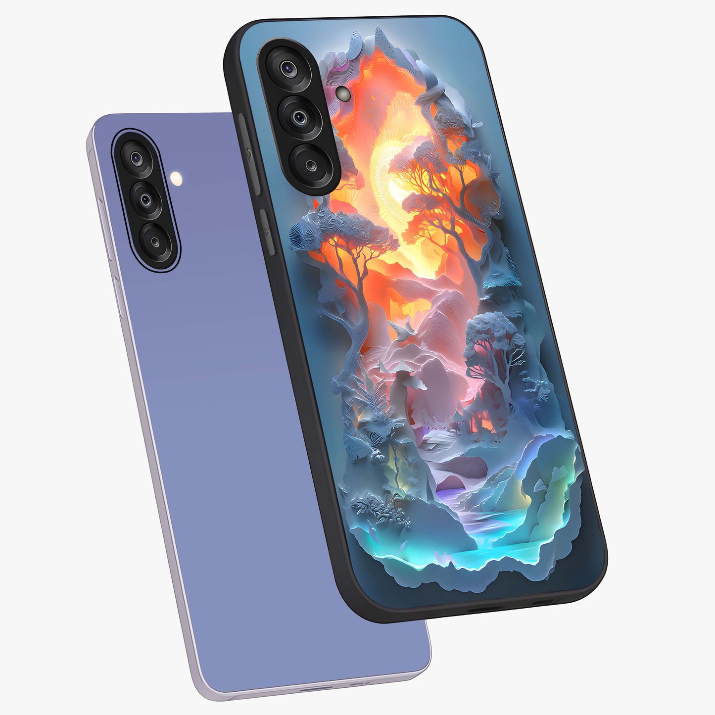 Glow Forest Portal Glass Case displayed in angled mockup highlighting mystical forest design with magical glowing aesthetic.
