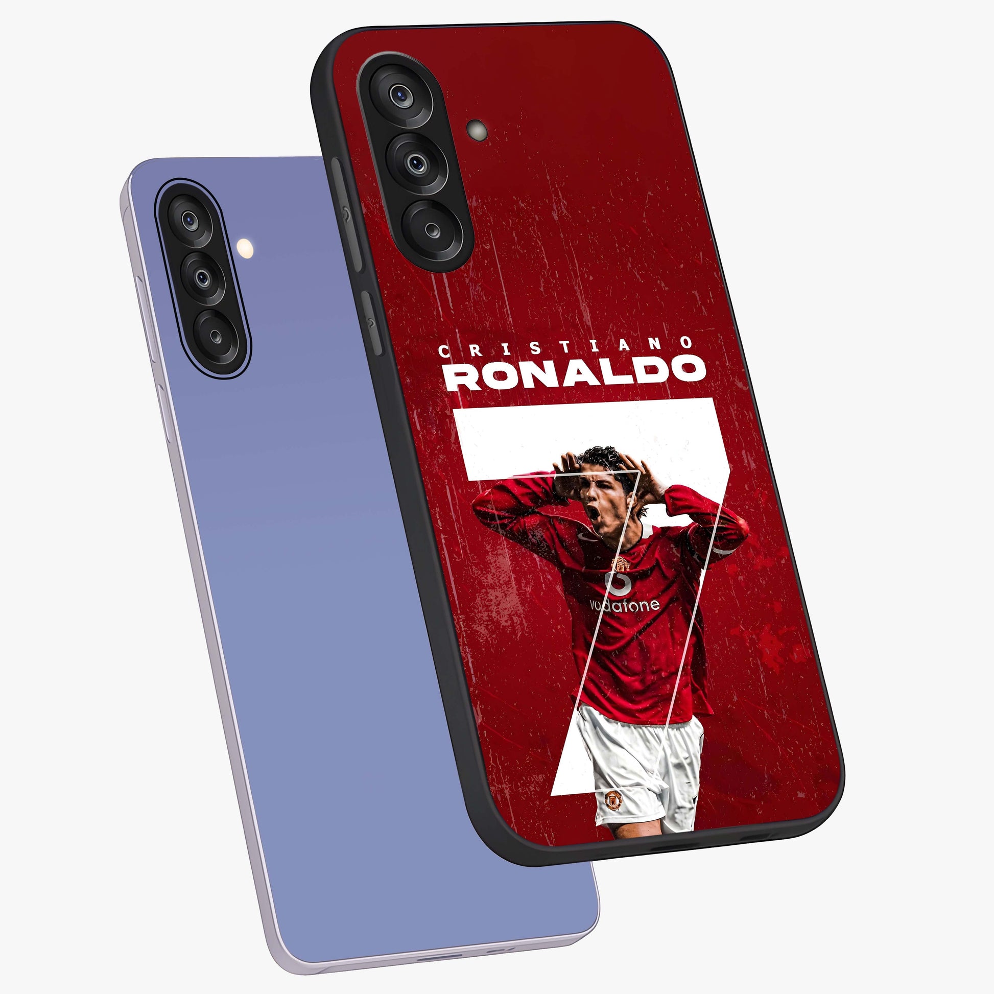 Goal Celebration Legacy Glass Case displayed in angled mockup highlighting energetic sports celebration design with bold athletic theme.