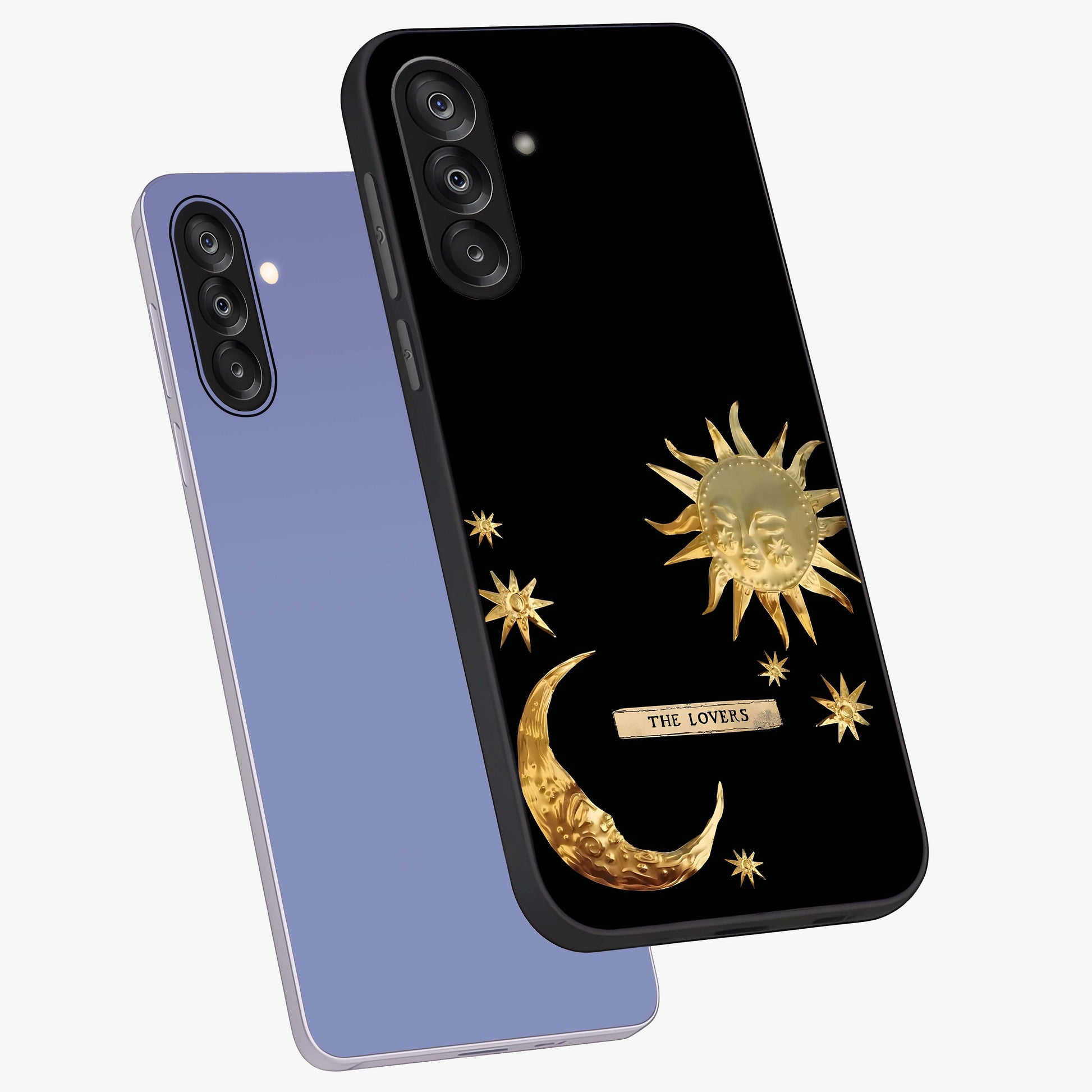Gold Sun Blush Glass Case displayed in angled mockup highlighting radiant sun design with warm golden aesthetic.