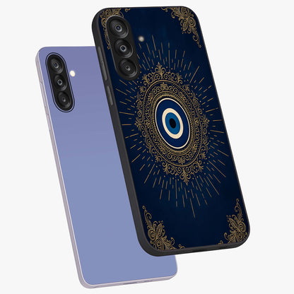 Golden Celestial Charm Glass Case displayed in angled mockup highlighting sparkling cosmic charm design with celestial aesthetic.
