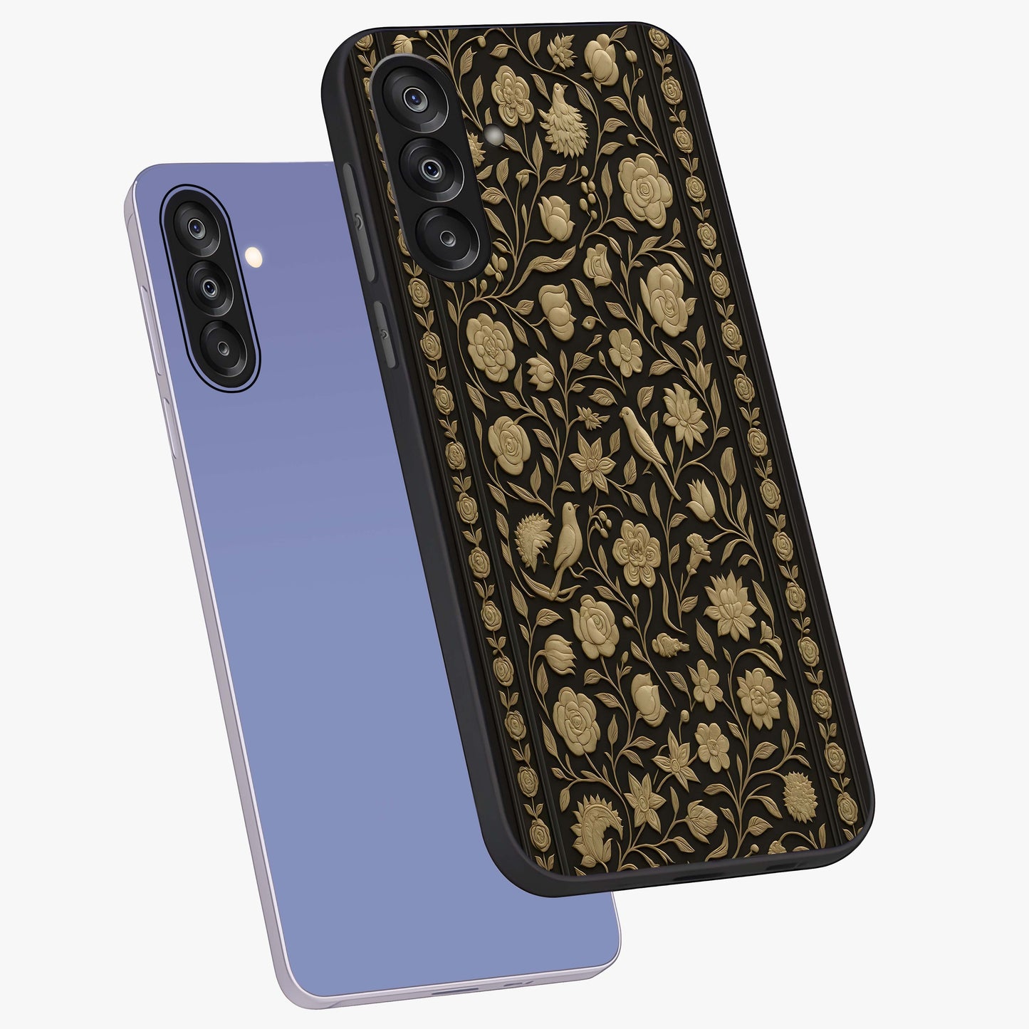 Golden Evil Eye Mandala Glass Case displayed in angled mockup highlighting protective evil eye symbol with golden mandala design.