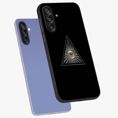 Illuminati Evil Glass Case displayed in angled mockup highlighting dark occult inspired design with bold aesthetic style.