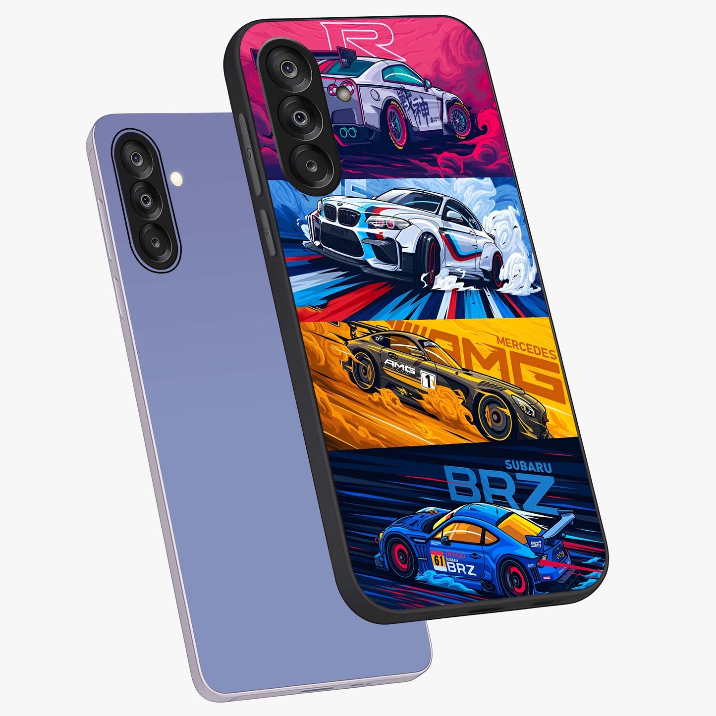 JDM Sports Car Glass Case displayed in angled mockup highlighting sleek Japanese racing car design with automotive aesthetic.