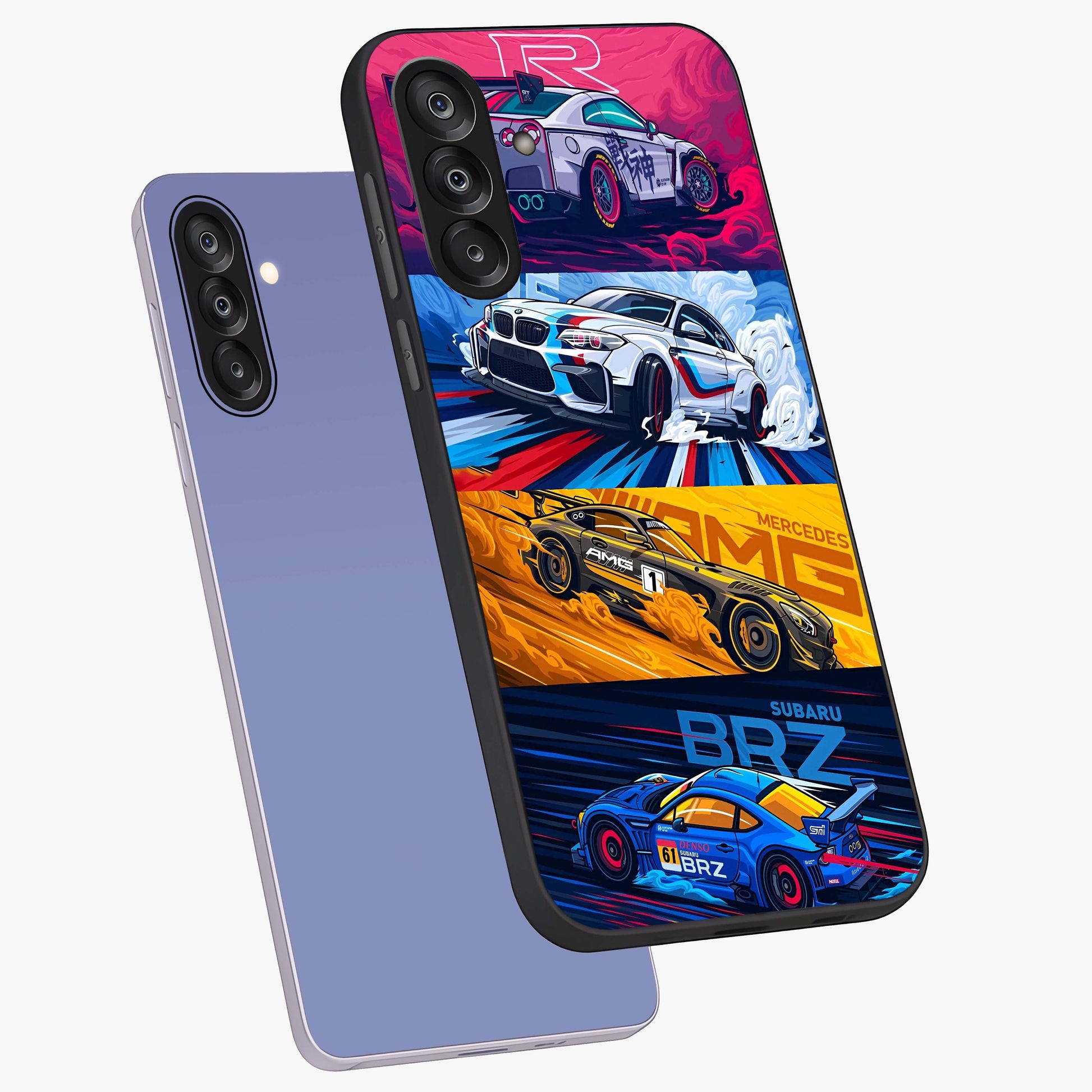 JDM Sports Car Glass Case displayed in angled mockup highlighting sleek Japanese racing car design with automotive aesthetic.
