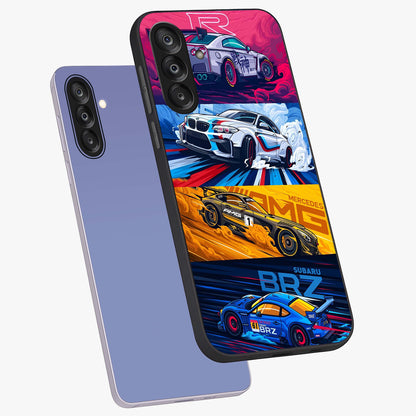 JDM Sports Car Glass Case displayed in angled mockup highlighting sleek Japanese racing car design with automotive aesthetic.