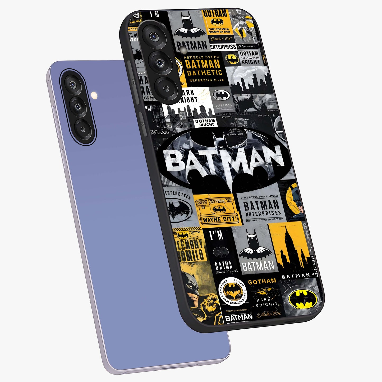 Knight Gotham Rise Glass Case displayed in angled mockup highlighting powerful knight silhouette design with dramatic aesthetic.
