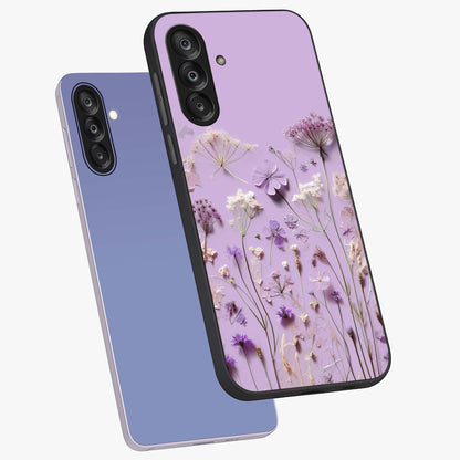 Lavender Blossom Dream Glass Case displayed in angled mockup highlighting dreamy lavender flower design with calming aesthetic style.