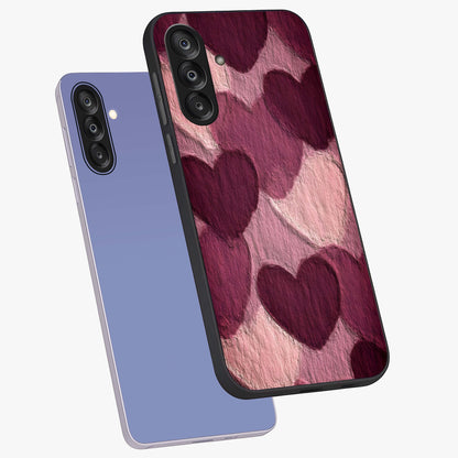 Layered Paper Hearts Glass Case displayed in angled mockup highlighting creative paper craft heart design with romantic aesthetic.
