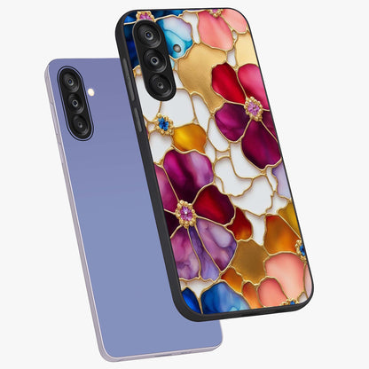 Marble Flower Pattern Glass Case displayed in angled mockup highlighting elegant marble floral design with modern aesthetic.