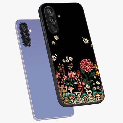 Midnight Bloom Pattern Glass Case displayed in angled mockup highlighting elegant flower design with midnight aesthetic style.