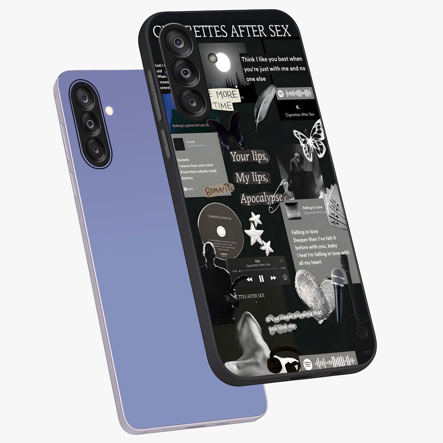 Midnight Love Echo Glass Case displayed in angled mockup highlighting elegant love inspired design with deep aesthetic style.
