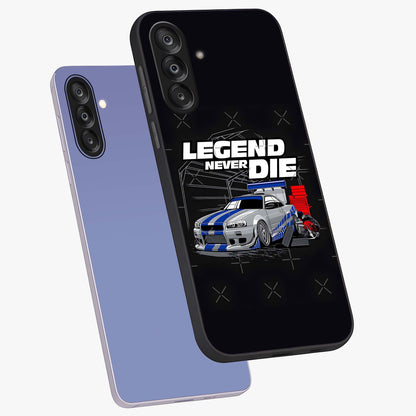 Midnight Racing Legacy Glass Case displayed in angled mockup highlighting dynamic automotive design with bold midnight aesthetic.