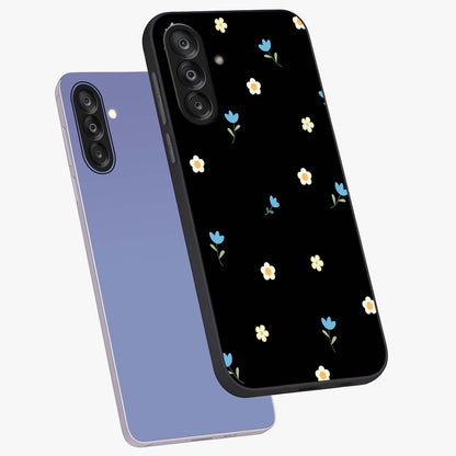 Minimal Petal Whispers Glass Case displayed in angled mockup highlighting delicate petal design with clean minimal aesthetic.